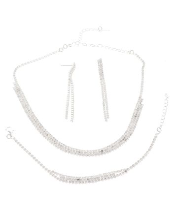 Rhinestone Necklace Bracelet Set