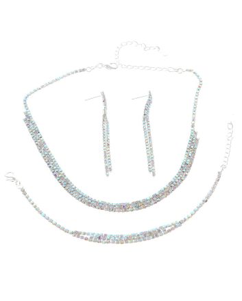 Rhinestone Necklace Bracelet Set