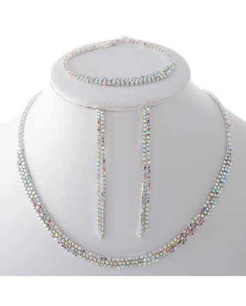 Rhinestone Necklace Bracelet Set