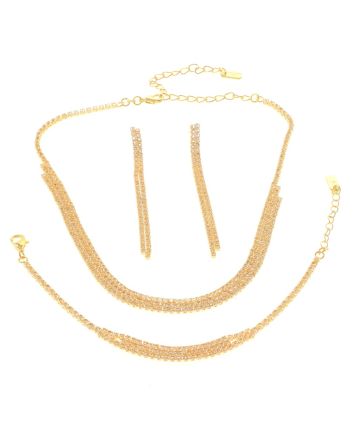 Rhinestone Necklace Bracelet Set 