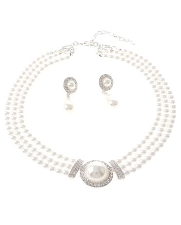 Synthetic Pearl Necklace Earring Set