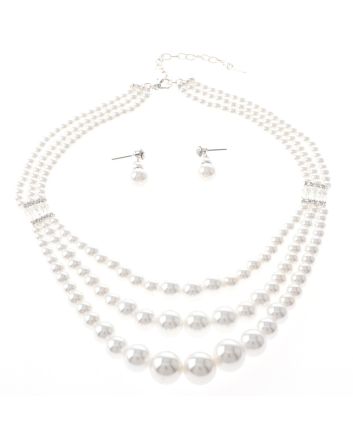 Synthetic Pearl Necklace Earring Set
