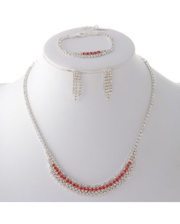 Rhinestone Necklace Bracelet Set 