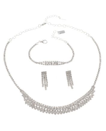 Rhinestone Necklace Bracelet Set