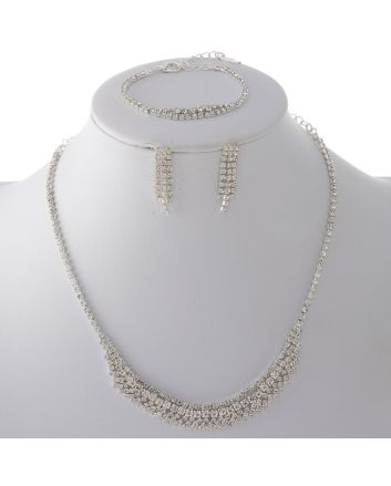 Rhinestone Necklace Bracelet Set