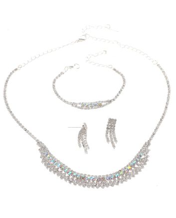 Rhinestone Necklace Bracelet Set