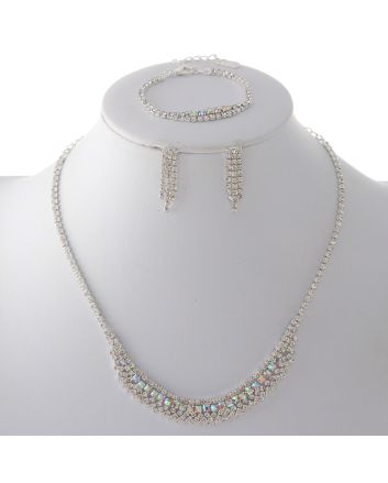 Rhinestone Necklace Bracelet Set