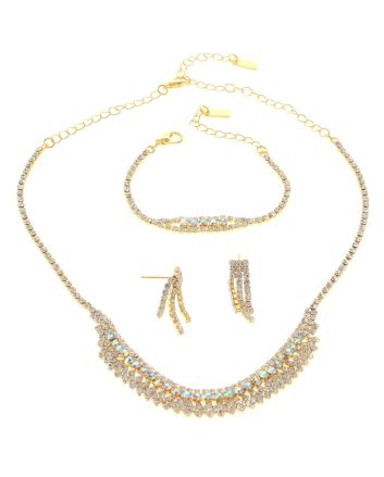 Rhinestone Necklace Bracelet Set 