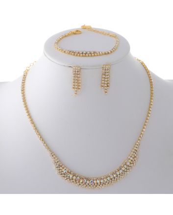 Rhinestone Necklace Bracelet Set