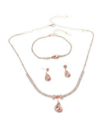 Rhinestone Necklace Bracelet Set