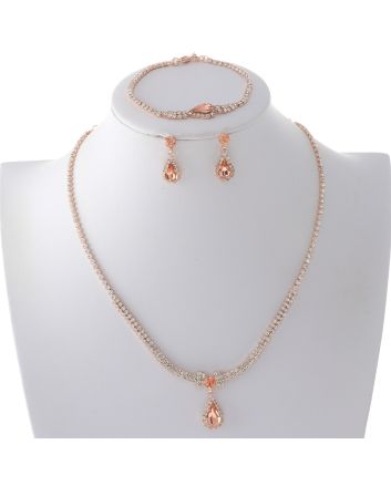 Rhinestone Necklace Bracelet Set