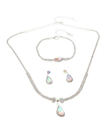 Rhinestone Necklace Bracelet Set