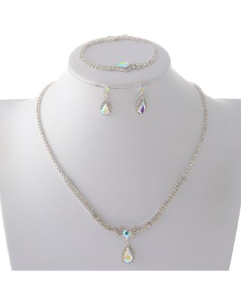 Rhinestone Necklace Bracelet Set