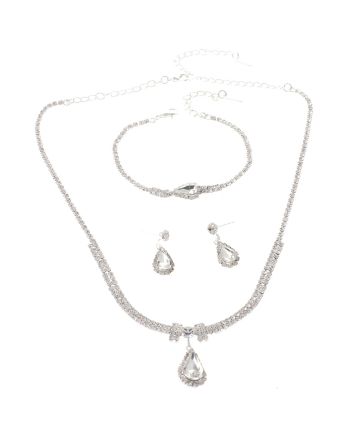 Rhinestone Necklace Bracelet Set 