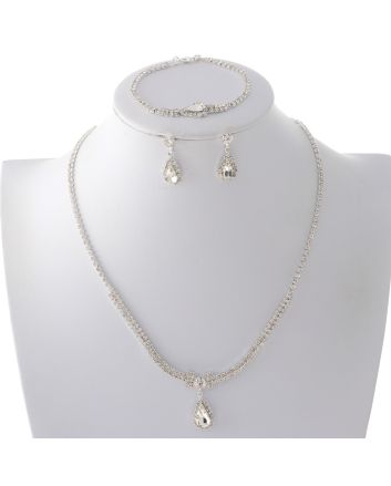 Rhinestone Necklace Bracelet Set 