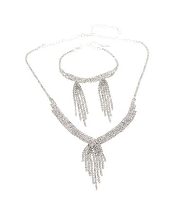 Rhinestone Necklace Bracelet Set 