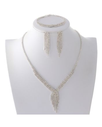 Rhinestone Necklace Bracelet Set 