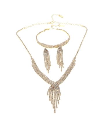 Rhinestone Necklace Bracelet Set 