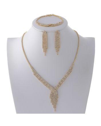 Rhinestone Necklace Bracelet Set 
