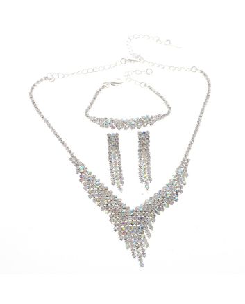 Rhinestone Necklace Bracelet Set