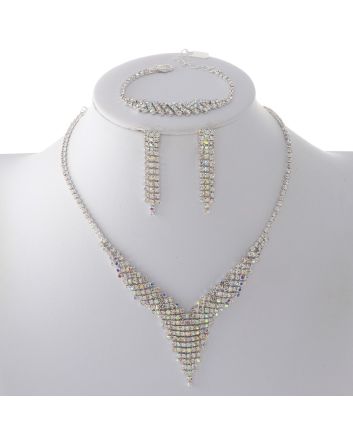Rhinestone Necklace Bracelet Set