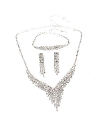Rhinestone Necklace Bracelet Set