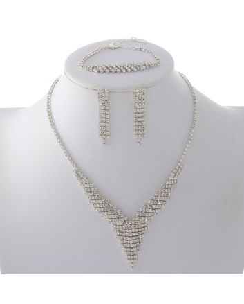 Rhinestone Necklace Bracelet Set
