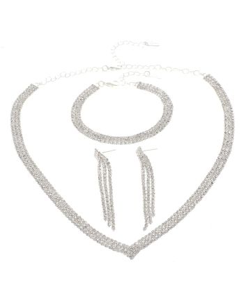 Rhinestone Necklace Bracelet Set 