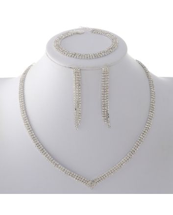 Rhinestone Necklace Bracelet Set 