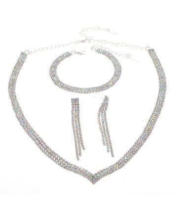Rhinestone Necklace Bracelet Set 
