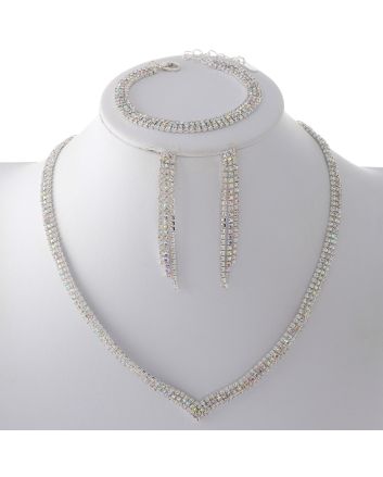 Rhinestone Necklace Bracelet Set 