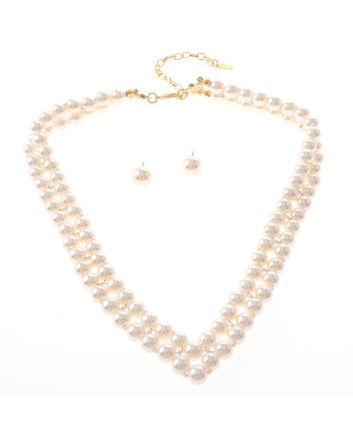 Synthetic Pearl Necklace Earring Set