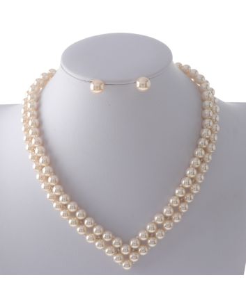 Synthetic Pearl Necklace Earring Set