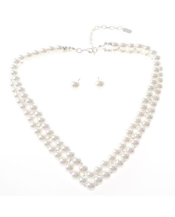 Synthetic Pearl Necklace Earring Set