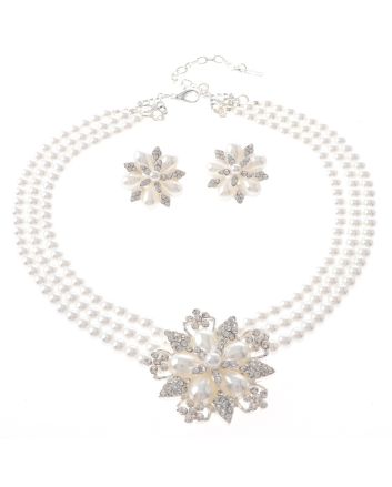 Synthetic Pearl Necklace Earring Set