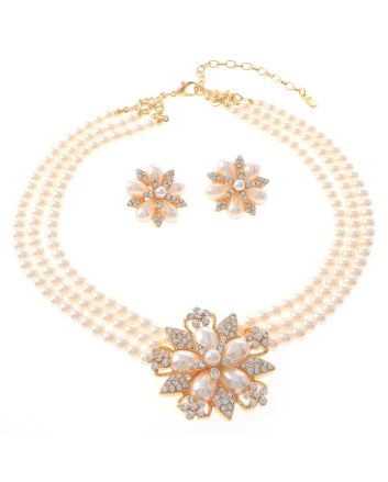 Synthetic Pearl Necklace Earring Set