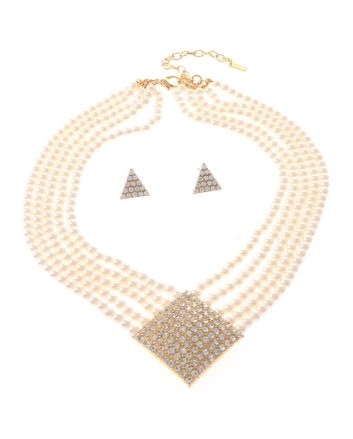Synthetic Pearl Necklace Earring Set