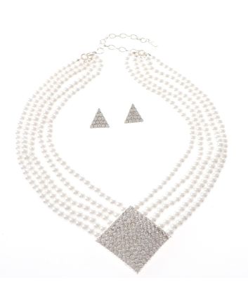 Synthetic Pearl Necklace Earring Set