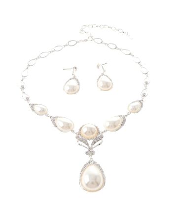 Synthetic Pearl Necklace Earring Set