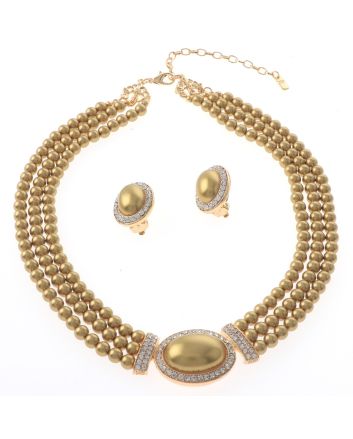 Synthetic Pearl Necklace Earring Set