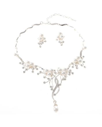 Synthetic Pearl Necklace Earring Set