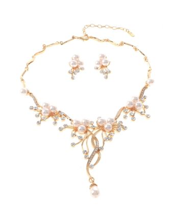 Synthetic Pearl Necklace Earring Set