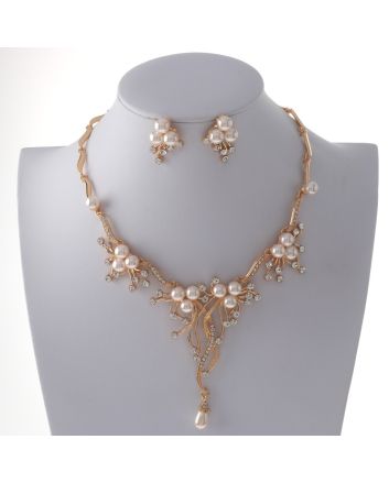 Synthetic Pearl Necklace Earring Set