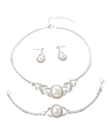 Synthetic Pearl Necklace Earring Set