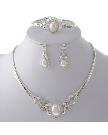 Synthetic Pearl Necklace Earring Set