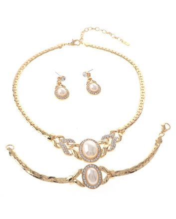 Synthetic Pearl Necklace Earring Set