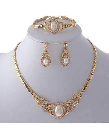 Synthetic Pearl Necklace Earring Set