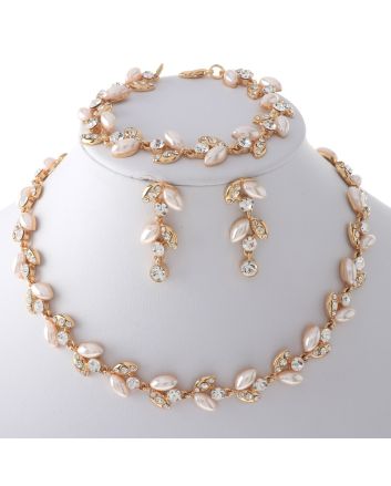 Synthetic Pearl Necklace Earring Set