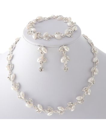 Synthetic Pearl Necklace Earring Set