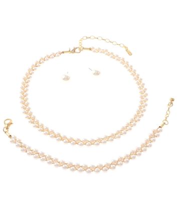 Synthetic Pearl Necklace Earring Set